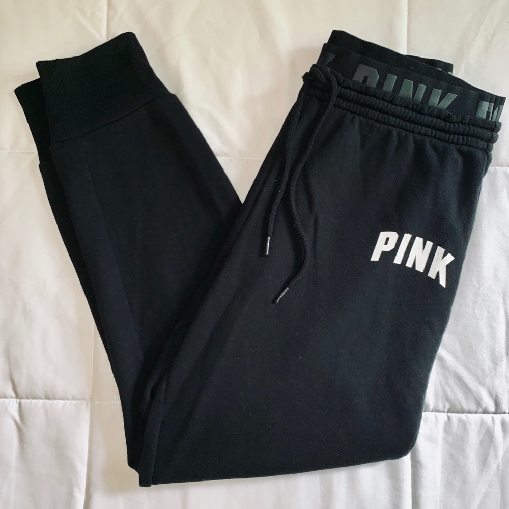 Pink Victoria’s Secret Black Sweatpants Joggers